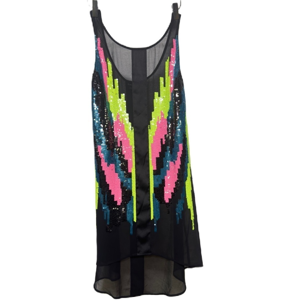 Bebe - Neon Sequin Hi Low Mini w/ a Slight A-line